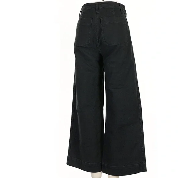 Madewell Emmett Black Wide Leg Crop Pants Size 27 Tall - Picture 6 of 9